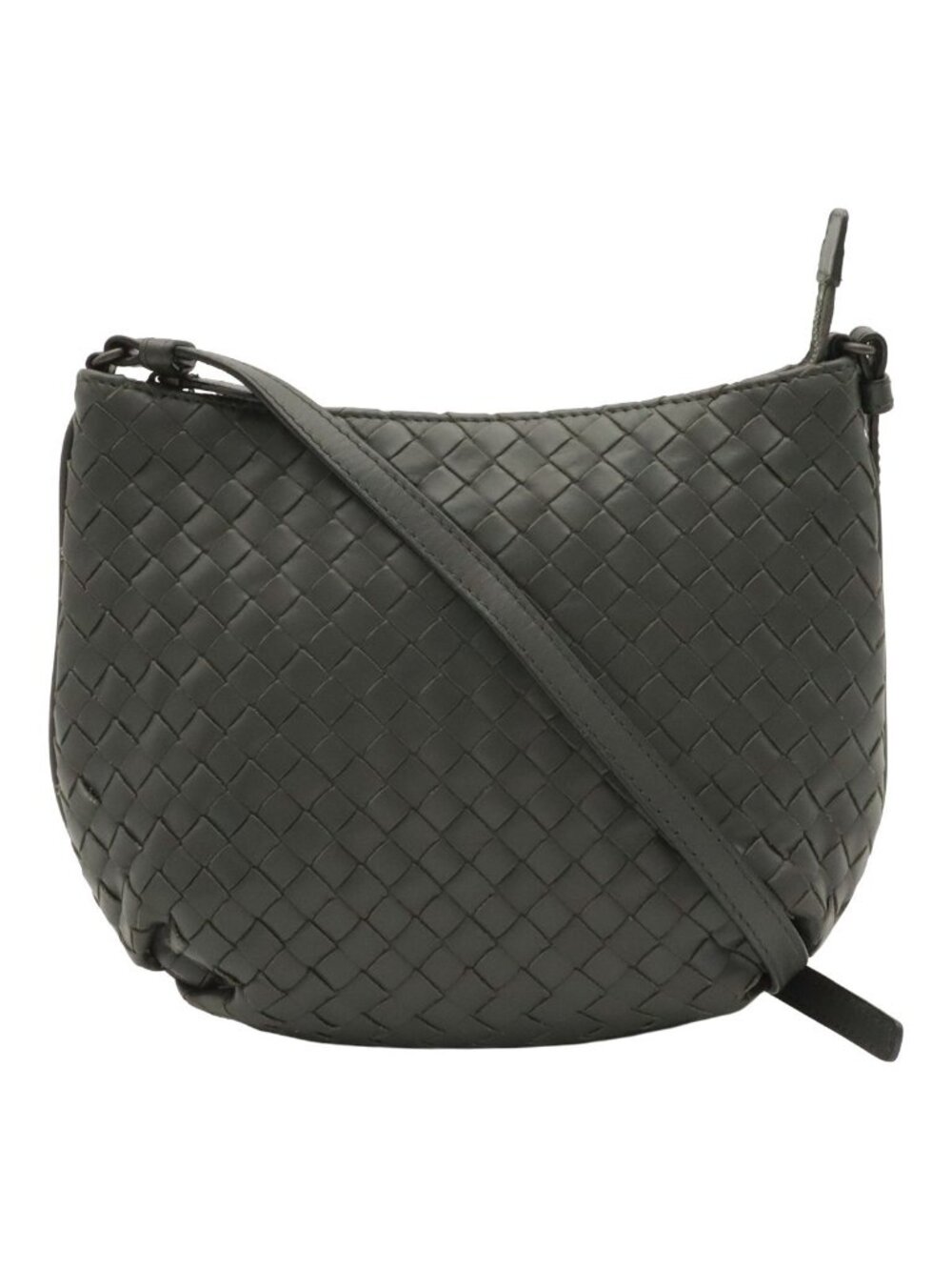 Bottega Veneta Intrecciato Shoulder Bag Pochette Crossbody Leather Gray